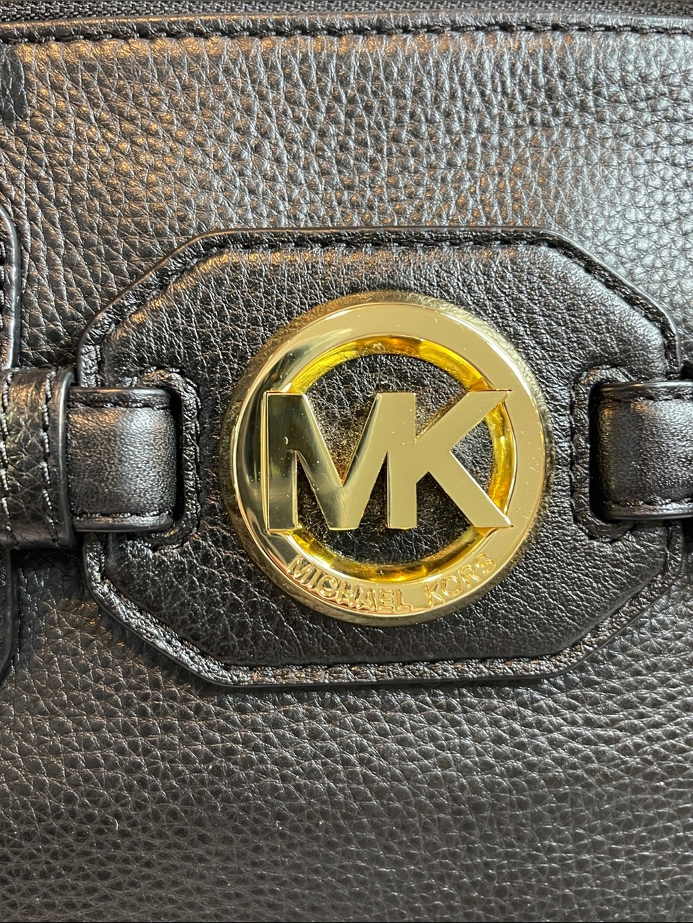 Michael Kors Hudson Black Soft Leather Belted Satchel Shoulder Bag - Picture 10 of 14